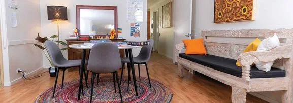 A residential alcohol and drug service home, showing in the dining room area..