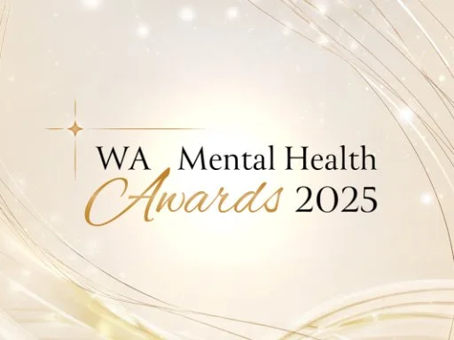 Mental Health Awards finalists in white on green branded background