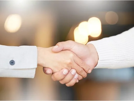 Hands shaking to show collaboration between organisations. 