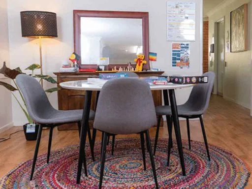 A residential alcohol and drug service home, showing in the dining room area..