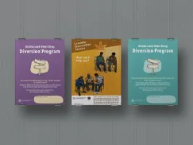 Various Diversion posters hanging.