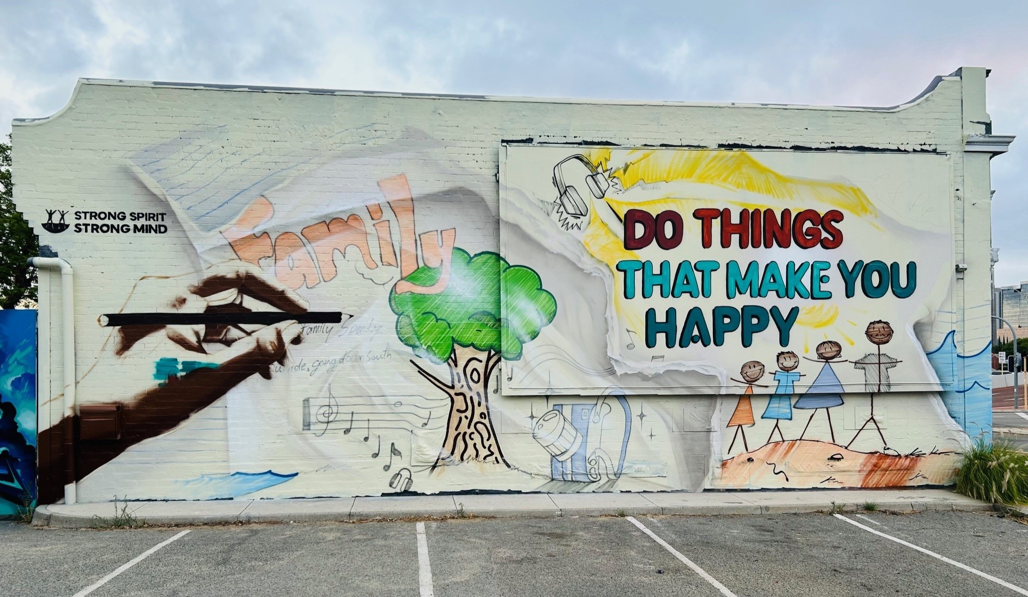 Mural in Perth with Strong Spirit Strong Mind campaign