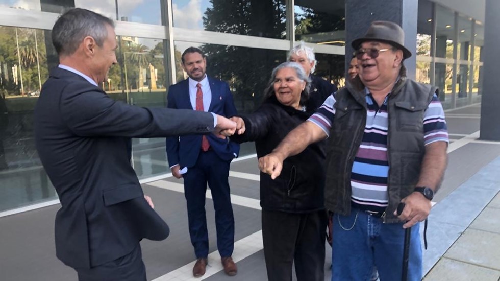 Roger Cook greeting Mental Health Commission Elder Uncle Charlie Kickett