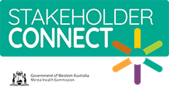 text reads: Stakeholder Connect with Mental Health Commission logo