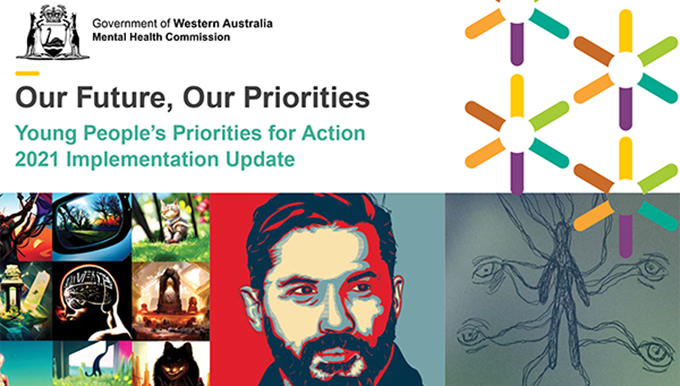 Report Cover reads Our Future, Our Priorities, Young people's priorities for action 2021 implementation update