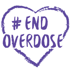 Heart with text: #End Overdose