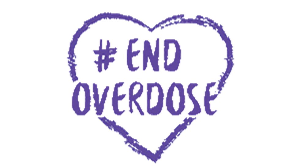 Heart with text: #End overdose