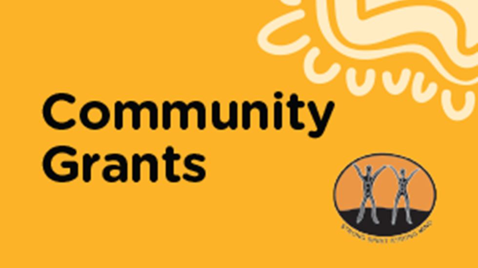 Text image reads:  Community Grants with the Strong Spirit Strong Mind logo
