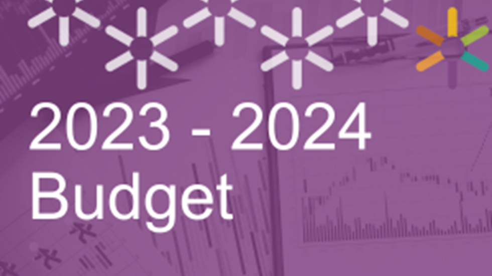 text graphic reads: 2023-24 budget