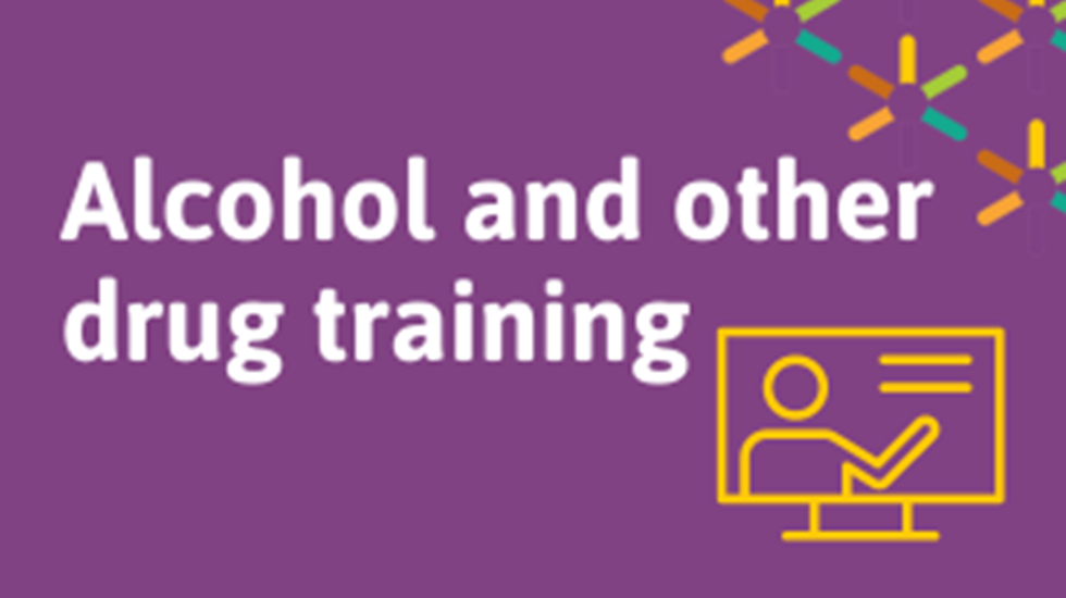 text graphic reads alcohol and other drug training